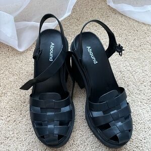Abound Black Platform Heeled Sandals – Chunky Heel – Size 7.5